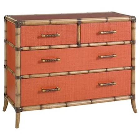 Raffia Accent Chest with Protective Glass Top